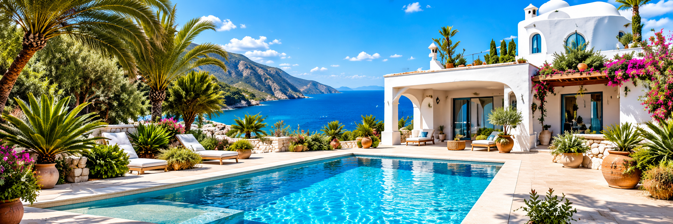 Coastal villa with pool and sea view